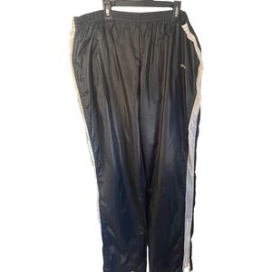 Trax 90's Mens Black Nylon Track Pants Pocket Side Stripe Zipper Bottom XL